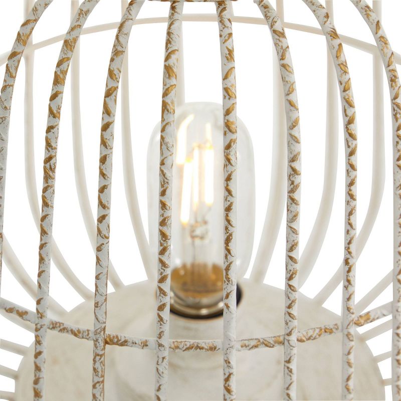 12&#34; x 10&#34; Modern Metal Caged Candle Holder with Led Light Bulb Center White - Olivia &#38; May, 5 of 8