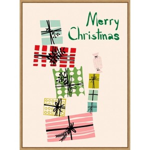 Amanti Art Wobbly pile of Christmas presents by Annick Canvas Wall Art Print Framed - 1 of 4
