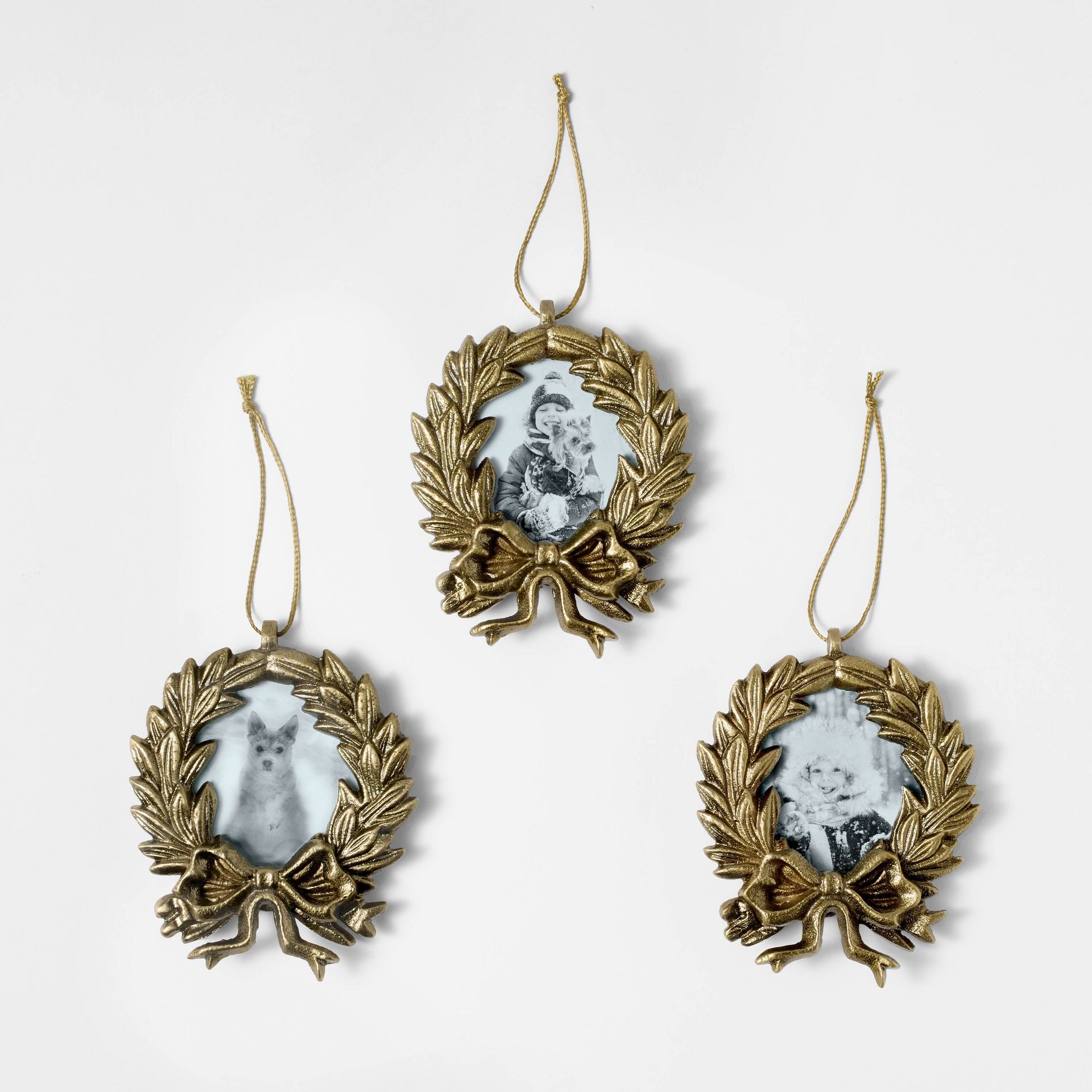 Set of 3 Wreath Picture Frame Ornaments - Threshold™ designed with Studio McGee