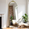Arched Full Length Mirror, 71"x31" Floor Mirror with Stand, Tempered Full Body Mirror and Removable Wood Art Carving for Bedroom Living Room, Glod - 3 of 4
