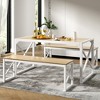 Dining Table Set for 4, Rectangle Dinner Breakfast Dinette with 2 Benches, 3 Piece, Dark Brown/Oak - 3 of 4