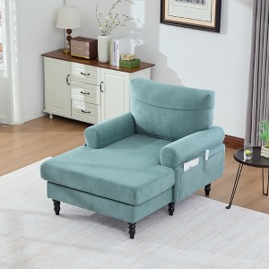 KTMBDW Chaise Lounge Chair Indoor, 49" Chenille Upholstered Sofa Bed for Living Room, Movie Room, Bedroom with 4 Storage Pockets - 1 of 4