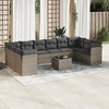 vidaXL 11 Piece Patio Sofa Set with Cushions Gray Poly Rattan - With Table - 2 of 4