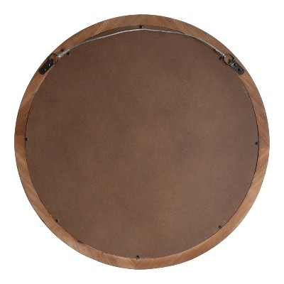 Hartman 30" Round Brown Wood Vanity Wall Mirror