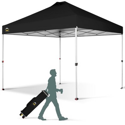 CROWN SHADES 10x10 Pop Up Canopy - Beach Tent with One Push Setup - Easy Outdoor Sun Shade for Events, Parties, Camping - Gazebo with STO-N-Go Cover Bag, Silver Coated Top