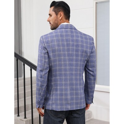 YesFashion Men's Button Down Blazer Casual Business Long Sleeve Lightweight Coat Jacket with Pockets Blue 2XL — фото 6
