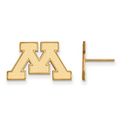 Black Bow Jewelry 14k Yellow Gold Minnesota Golden Gophers NCAA Post Earrings