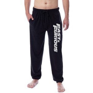 Fast & Furious Mens' Action Movie Film Title Logo Sleep Jogger Pajama Pants Black - 1 of 3