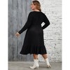 BLUEMING Womens Plus Size Ribbed Knit Sweater Dress Long Sleeve Square Neck Flowy Comfy Casual Dress - 2 of 4