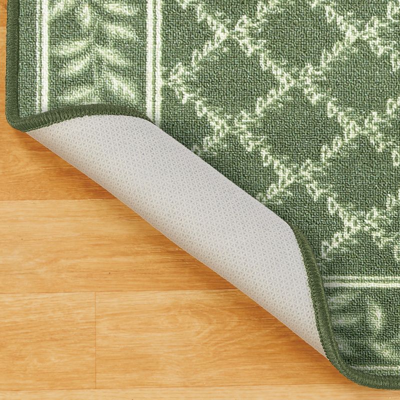 Collections Etc Two-Tone Lattice Rug with Leaf Border with Skid-Resistant Backing, Home Decor and Floor Protection, 3 of 5