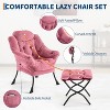 Lazy Chair with Ottoman, Modern Lounge Accent Chair, Leisure Sofa Armchair with Footrest, Reading Armchair with Side Pocket, Plush Pink - 4 of 4