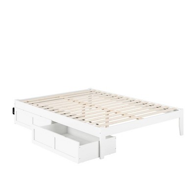 Colorado Queen Platform Bed with USB Charging and Dual Storage Drawers in White