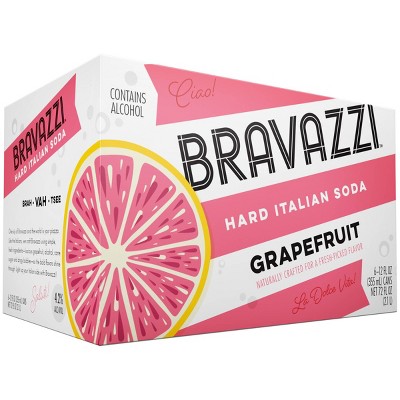 Bravazzi Grapefruit Hard Italian Soda - 6pk/12 fl oz Cans