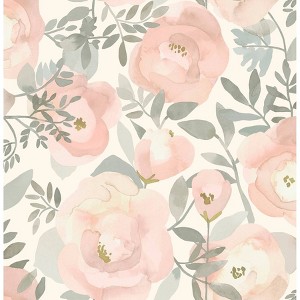 NuWallpaper Peachy Keen Peel and Stick Wallpaper Rose: Removable Vinyl, Self-Adhesive, Solid Pattern, 28.2 Sq Ft Coverage - 1 of 4