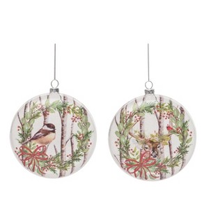 Transpac Glass 5.5 in. Multicolored Christmas Painted Birch Forest Ornament Set of 2 - 1 of 4