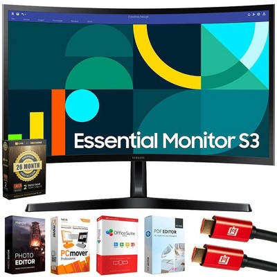 Samsung 24" Essential S3 (S36GD) Series FHD Curved Monitor + 26 Months Protection Bundle