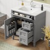 30" Modern Bathroom Vanity with Top Sink, 2 Drawers, Tip-Out Drawer & Adjustable Shelf, Bathroom Storage Cabinet - ModernLuxe - 2 of 4