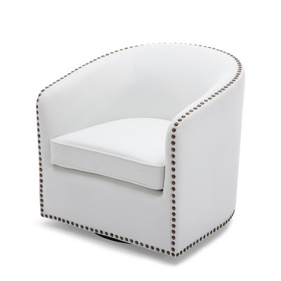 NicBex Faux Leather Barrel Swivel Accent Chair,Upholstered Swivel Living Room Chairs with Curved Backrest,Accent Chairs for Living Room