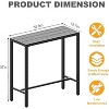 Acekool 39 Inch Rectangle Bar Height Patio Table, Black Metal Frame Hot Tub Table with Waterproof Top for Garden Balcony Backyard Deck Outdoor Bar - 2 of 4