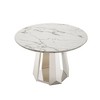 PAGED 46.85" Dining Table, Round Kitchen Table with Faux Marble Tabletop and Stainless Steel Base, Coffee Table for Kitchen Dining - 3 of 4