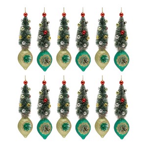 Reflector Drop Ornaments with Pine Tree Set of 12 – 6.5 Inch Height – Holiday Glass Decor – By Melrose - 1 of 3
