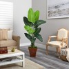 Nearly Natural 5.5-ft Travelers Palm Artificial Tree in Brown Planter - 4 of 4