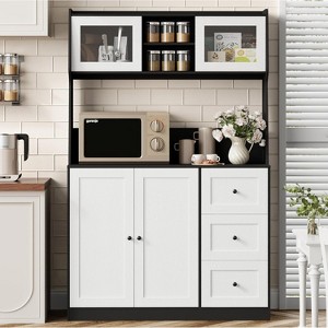 67'' Tall Kitchen Pantry Cabinet with Microwave Shelf, Sideboard Hutch Storage Cabinet with Doors, Shelves and Drawers, Wooden Coffee Bar - 1 of 4