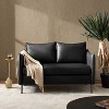 Modern modern Industrial Upholstered Leather Loveseat with Metal Legs - 2 of 4