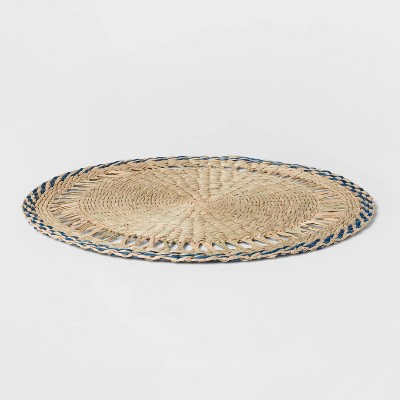 15&#34; Woven Seagrass Charger Blue/Natural - Threshold&#8482;