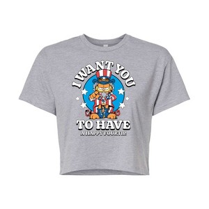 Women's - Garfield - Want You To Have A Happy Fourth Cropped Graphic T-Shirt - 1 of 4