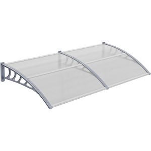 VINGLI Window Awning Door Canopy, 40" x 80" Awnings for Doors Polycarbonate Cover Exterior Patio Door Awning(Clear Board & Grey Bracket) - 1 of 4
