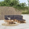 vidaXL Bamboo Patio Lounge Set, 6 Piece Outdoor Furniture with Dark Gray Cushions, Modular Garden Sofa Set with Sturdy Table - 2 of 4
