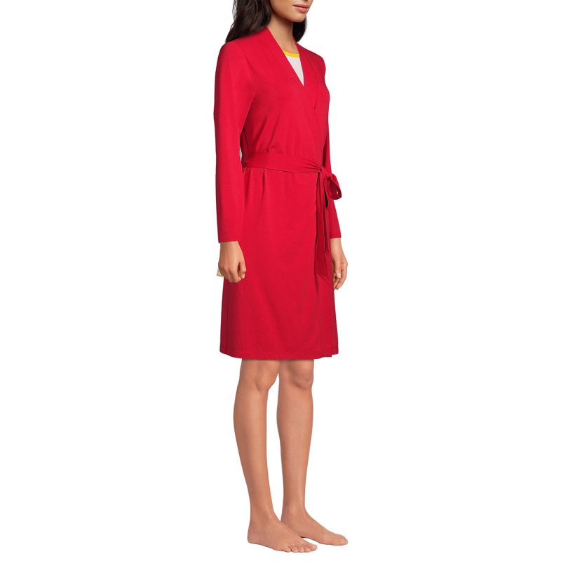 Lands' End Women's Cotton Blend Above the Knee Length Robe, 4 of 5