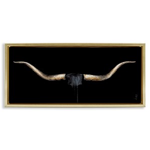 Stupell Industries Bull Horns Animal Painting Floating Frame Canvas Art - 1 of 4