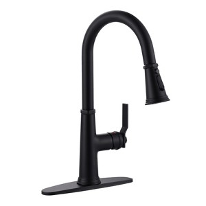 WOWOW 16.7 in. 3-Mode Single Handle Pull Down Sprayer Kitchen Faucet with 360° Spout Swivel - 1 of 4