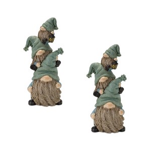 Stone Garden Gnome Stacking Figurine – 11"H Triple Gnome Stack Decor Set (Set of 2) By Melrose - 1 of 4