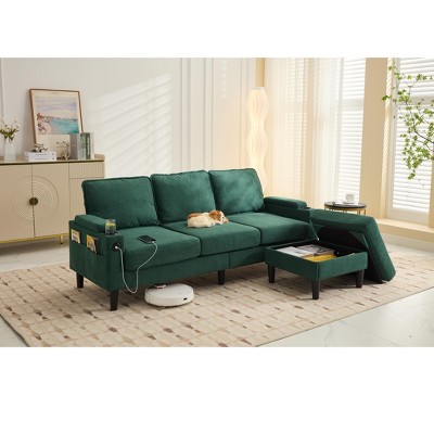 78"W 4-seat Upholstered Sectional Sofa, L-Shape Knock Down Sofa Couch with Removable Storage Ottoman 4L -ModernLuxe