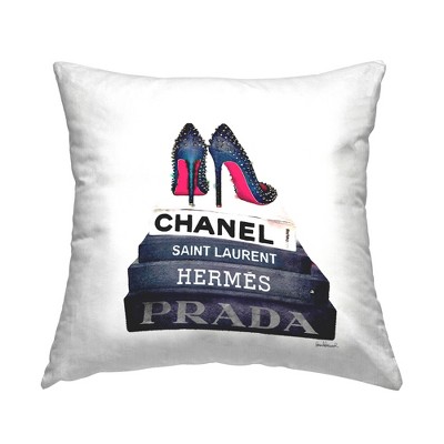 Stupell Industries Glam Fashion Book Set Stud Pump Heels Printed Pillow, 18 x 18