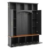 Sapphtopaz Elegant 4-in-1 Hall Tree with 8 Hooks&Storage Cabinet Wooden Entryway Bench with Adjustable Shelves&Open Shelf for Entryway, Hallway - 4 of 4