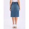 INSPIRE CHIC Women's Denim Back Slit Stretchy High Waisted Midi Jean Skirt - 3 of 4