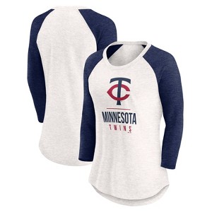 MLB Minnesota Twins Women's White 3/4 Sleeve Fashion T-Shirt - 1 of 3