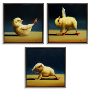 Stupell Industries Yoga Chick Trio Funny Farm Animals Black Framed Floater Canvas Wall Art - 1 of 4