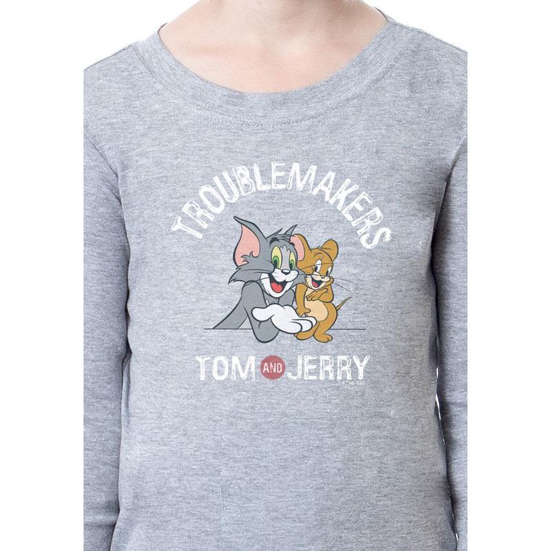 Tom And Jerry Boys' Girls' Unisex Child Troublemakers Sleep Pajama Set Grey, 3 of 4