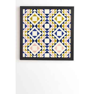  12" x 12" Jenean Morrison Top Stitched Quilt Framed Wall Poster Blue - Deny Designs 