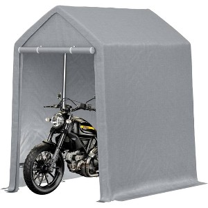 GustoWave 6x8 FT Outdoor Storage Shed Carport Canopy, Portable Garage for Motorcycle, Garden Tools - 1 of 4