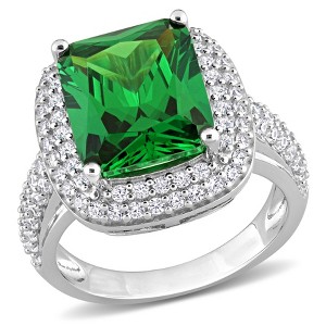 EVERLY JEWELRY |Sterling Silver 13.63 CT TGW Light Green Pastel & White Cubic Zirconia Halo Ring - 1 of 4