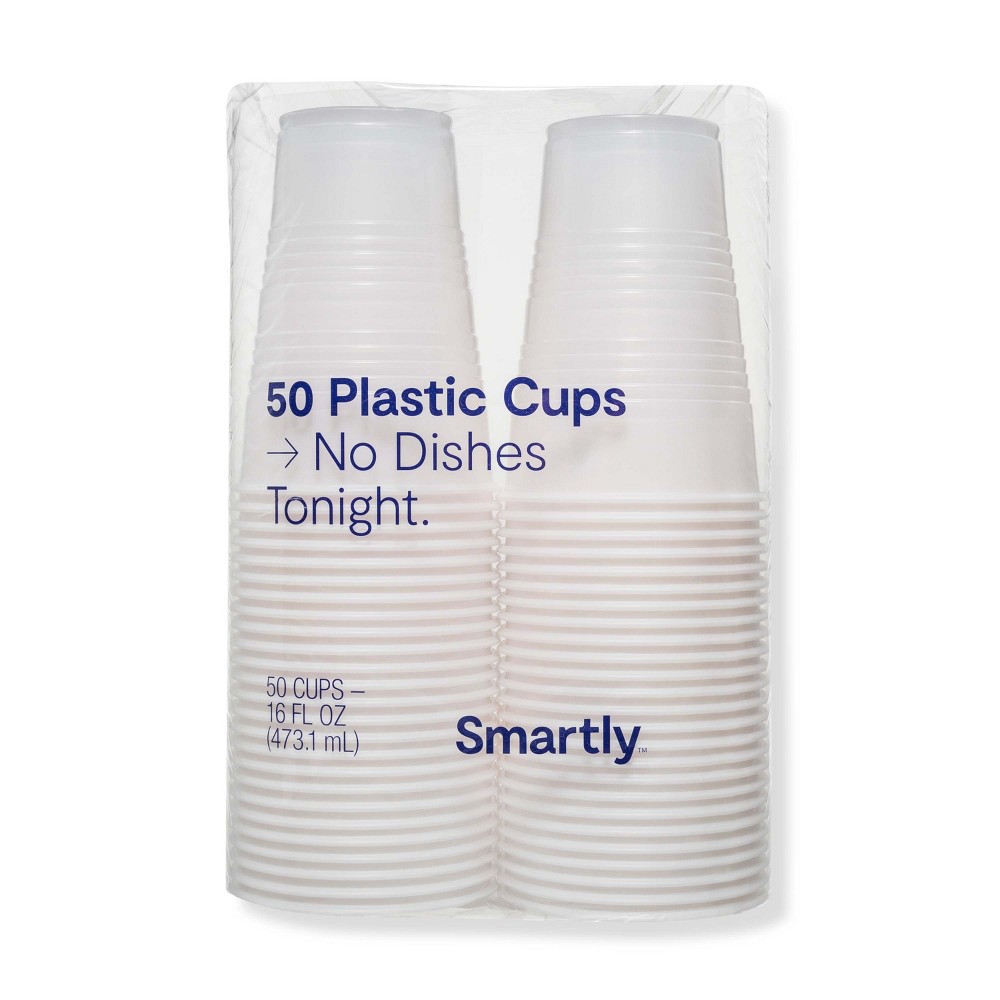 Clear Disposable Cup - 16 fl oz - 50ct - Smartly, Medium Clear