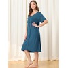 cheibear Women's Nightgown Button Down Short Sleeve Soft Modal Loose Pajama Sleepshirt - 2 of 4