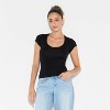 Women's Slim Fit Cap Sleeve Deep Scoop Neck T-Shirt - Wild Fable™ - 2 of 4