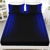 Blue and Black Queen Sheet Set – 4Pcs Ombre Gradient Bedding with 1 Flat Sheet, 1 Fitted Sheet, 2 Pillowcases, Modern Metallic Geometric Art - 2 of 4